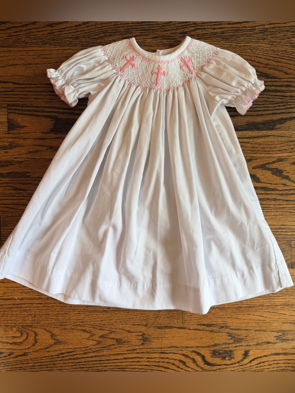 Classic Whimsy Smocked Pink Cross Bishop Dress, Size 24M